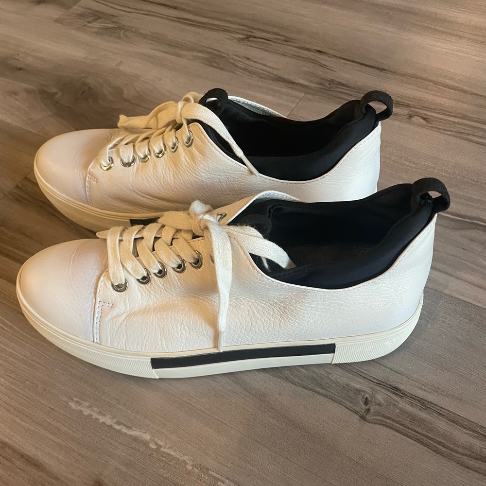 Navy/White leather platform Ariel J Slides Sneakers size 6.5